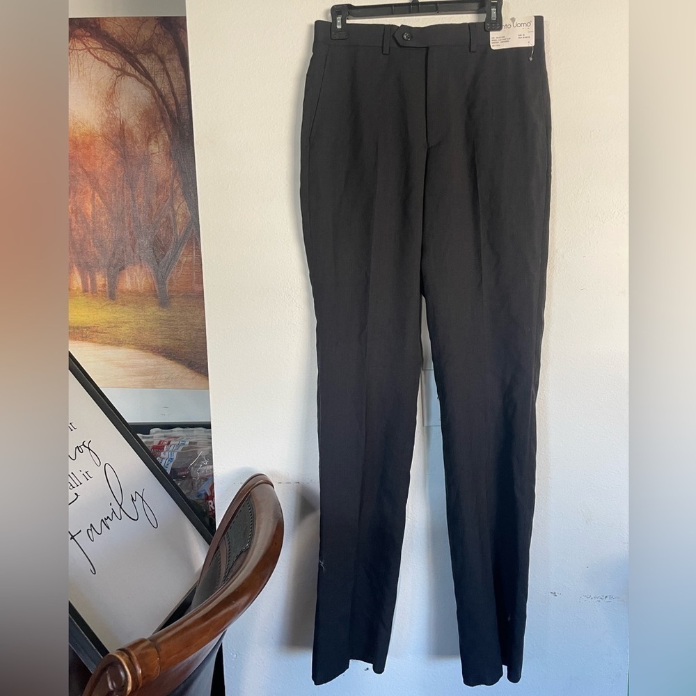 Pronto Uomo Black Wool Slim Fit Trouser Pants